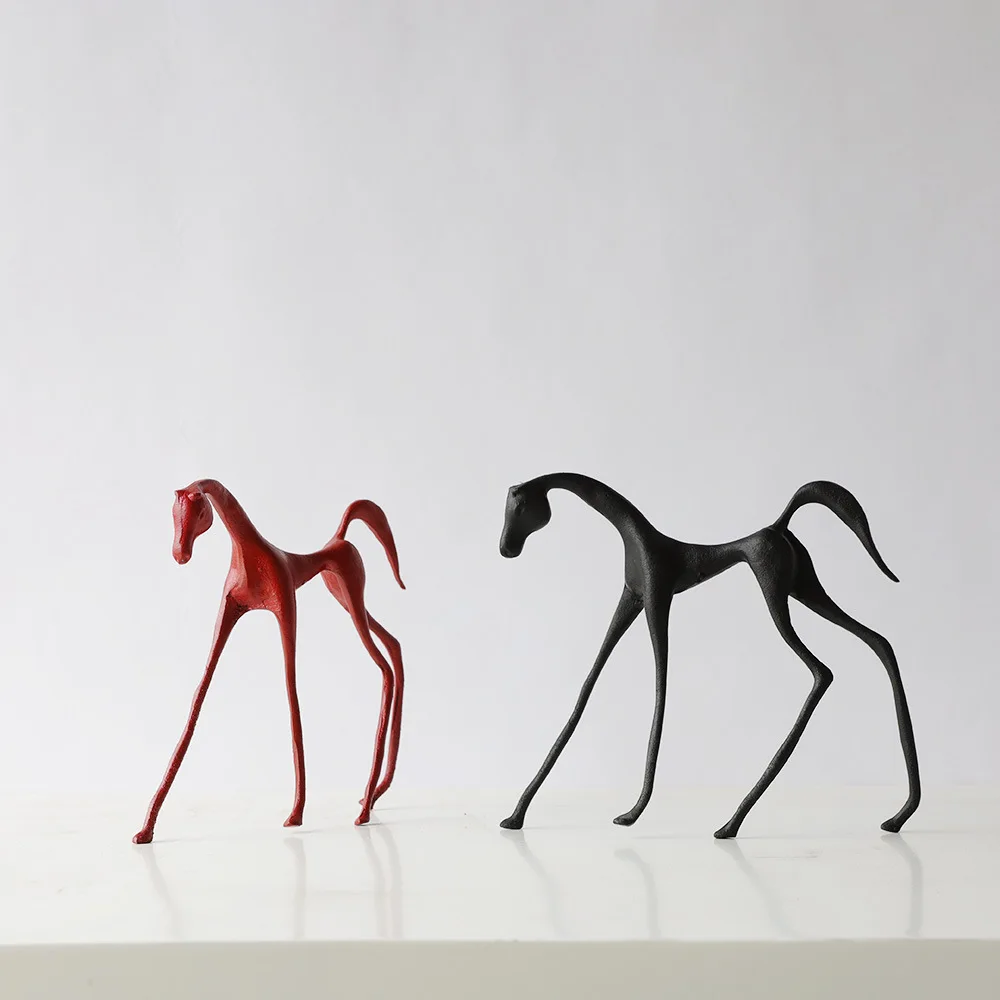 

New Chinese style European style simple geometric hollowed-out artistic conception horse decoration model house sales office sof