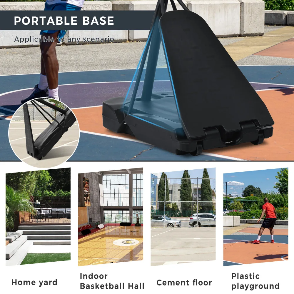 Portable Basketball Hoop Basketball System 8-10ft Height Adjustable Colorful Lights Waterproof Super Bright To Play At Night