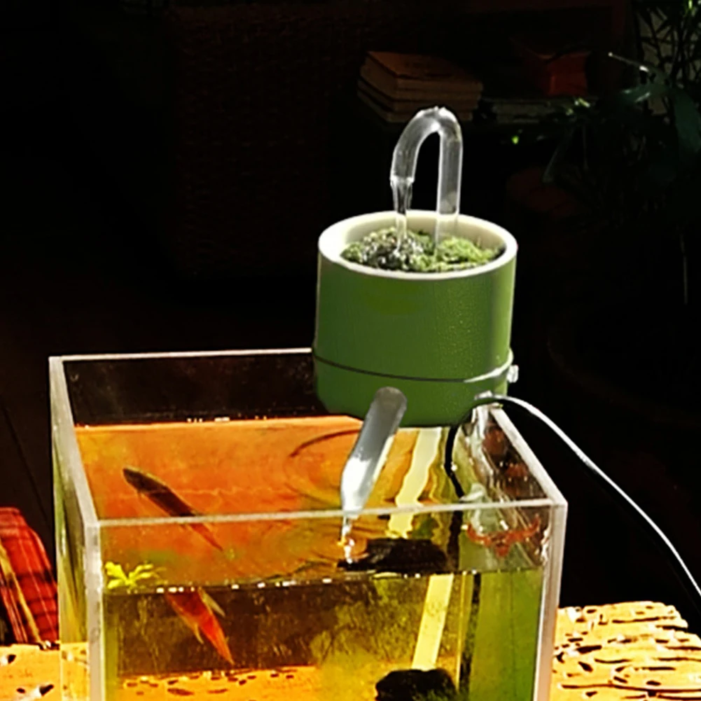 Mini Top-mounted External Fish Tank Filter Bamboo Tube Hang On Filter With USB Water Pump Water Flow Device Water Purification