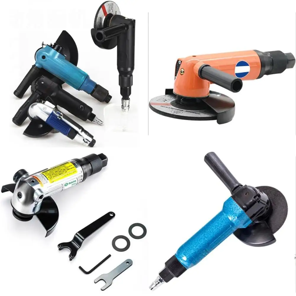 Heavy Duty Pneumatic Angle Grinders with Air Hose Nipple - Orange, Industrial Strength, High Performance Tool