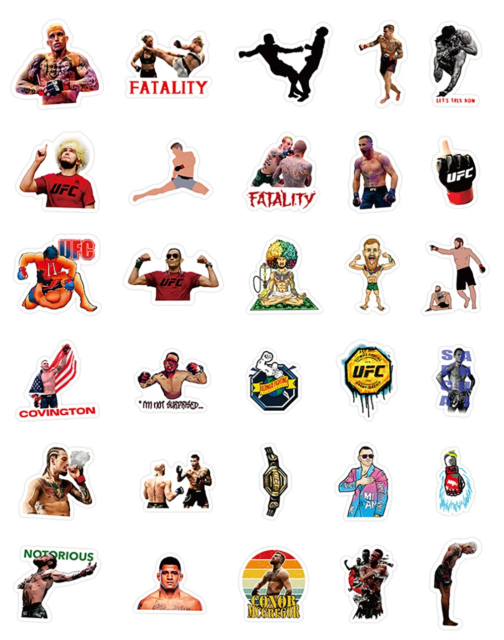 60 Stück MMA-Aufkleber, wasserdichte Vinyl-Sticker für Laptop, Wasserflasche, Skateboard, Handy, Gepäck, Sport-Fans, cooles Geschenk für Teenager – Detail 1