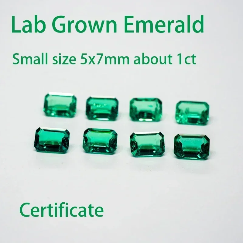 

Emeralds Green Color Rectangle Emerald Cut Lab Grown Columbia 5x7mm about 1.0ct Selectable AGL Certificate