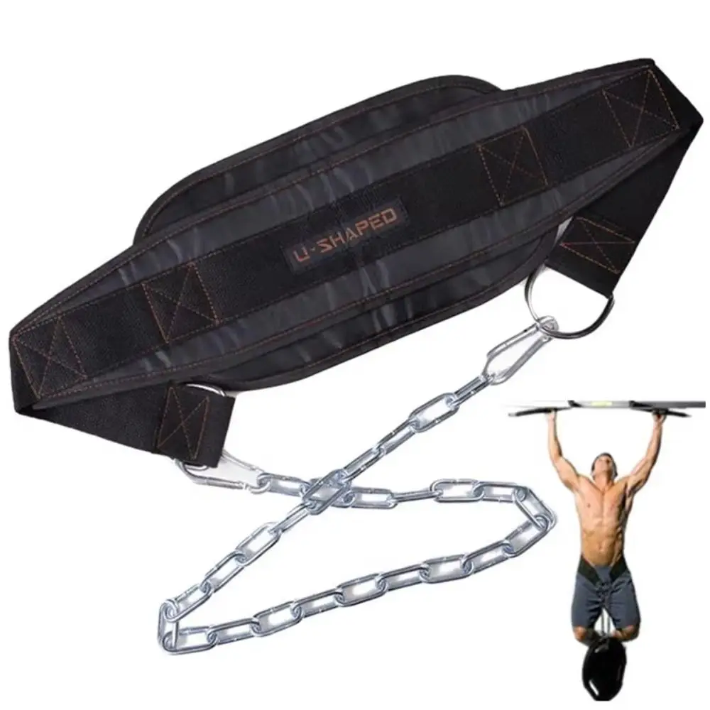 

Thicken Weight Lifting Belt Waist Support Iron Chain Dipping Belt with Chain Comfortable Adjustable Load Bearing Waistband