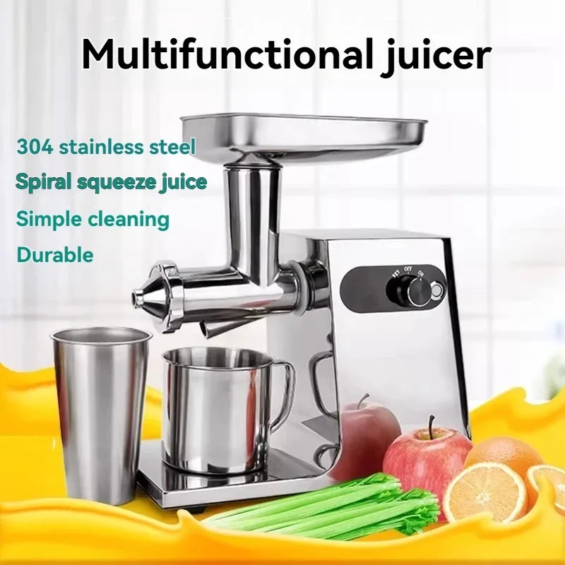 【Novedad】Nueva máquina exprimidora automática de masticación lenta de acero inoxidable 304 para uso doméstico y comercial, para hierba de trigo, frutas y verduras