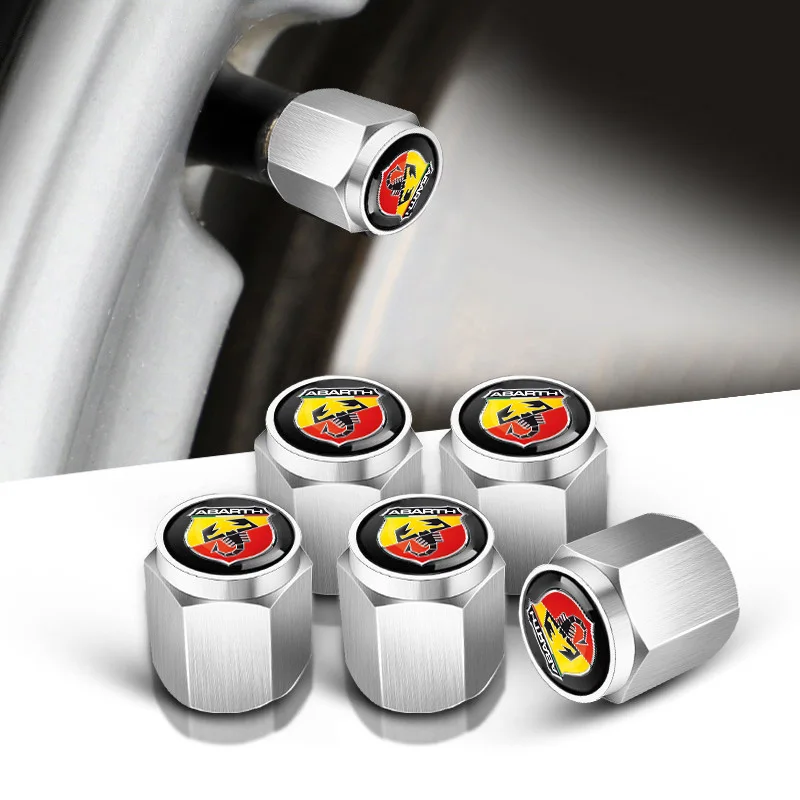 Bouchon antivol de roue de pneu de voiture en métal, 5 pièces, tige de Valve d'air, couvercle étanche à la poussière pour Fiat Abarth 595 Abarth 500 Abarth 124 Spider