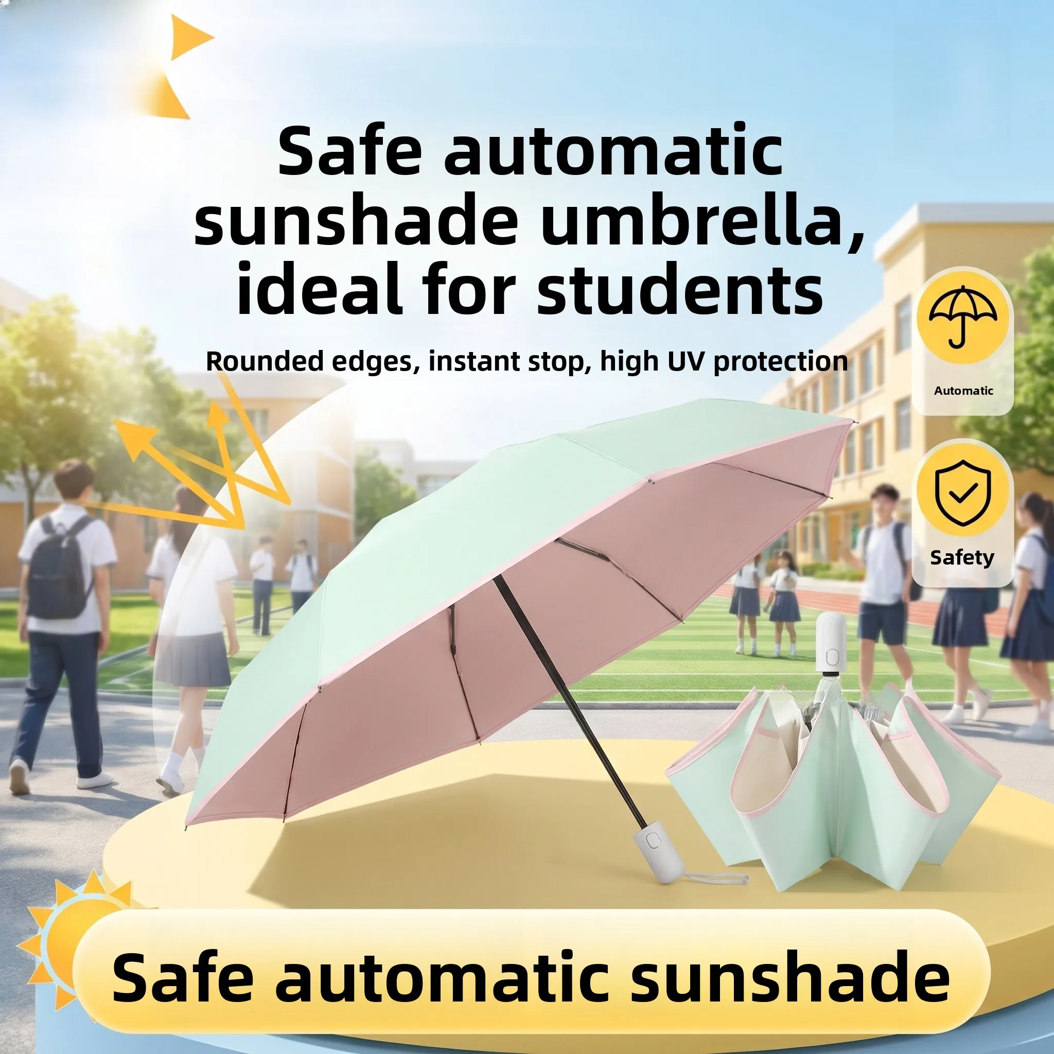 

Thickened Automatic Umbrella Student School Specialty Large Size Reinforced All Weather Use Female High Aesthetic Value