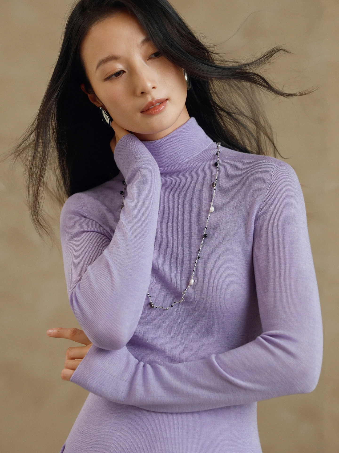 

Женский вязаный шерстяной свитер с высоким воротом, машинная стирка, базовый слой, повседневный, приталенный, с длинным рукавом, футболка