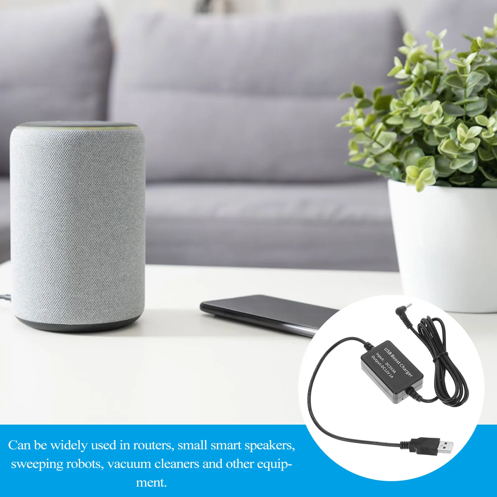 

USB Voltage Step Up Converter 5V to 12V for Routers Smart Speakers Robot Vacuums DC Power Cable USB to DC Adapter Stable Output