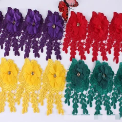 Multicolored Water Soluble Lace Trim Ethnic Style Clothing Accessory Curtain Edging with Willow Leaf Embroidery