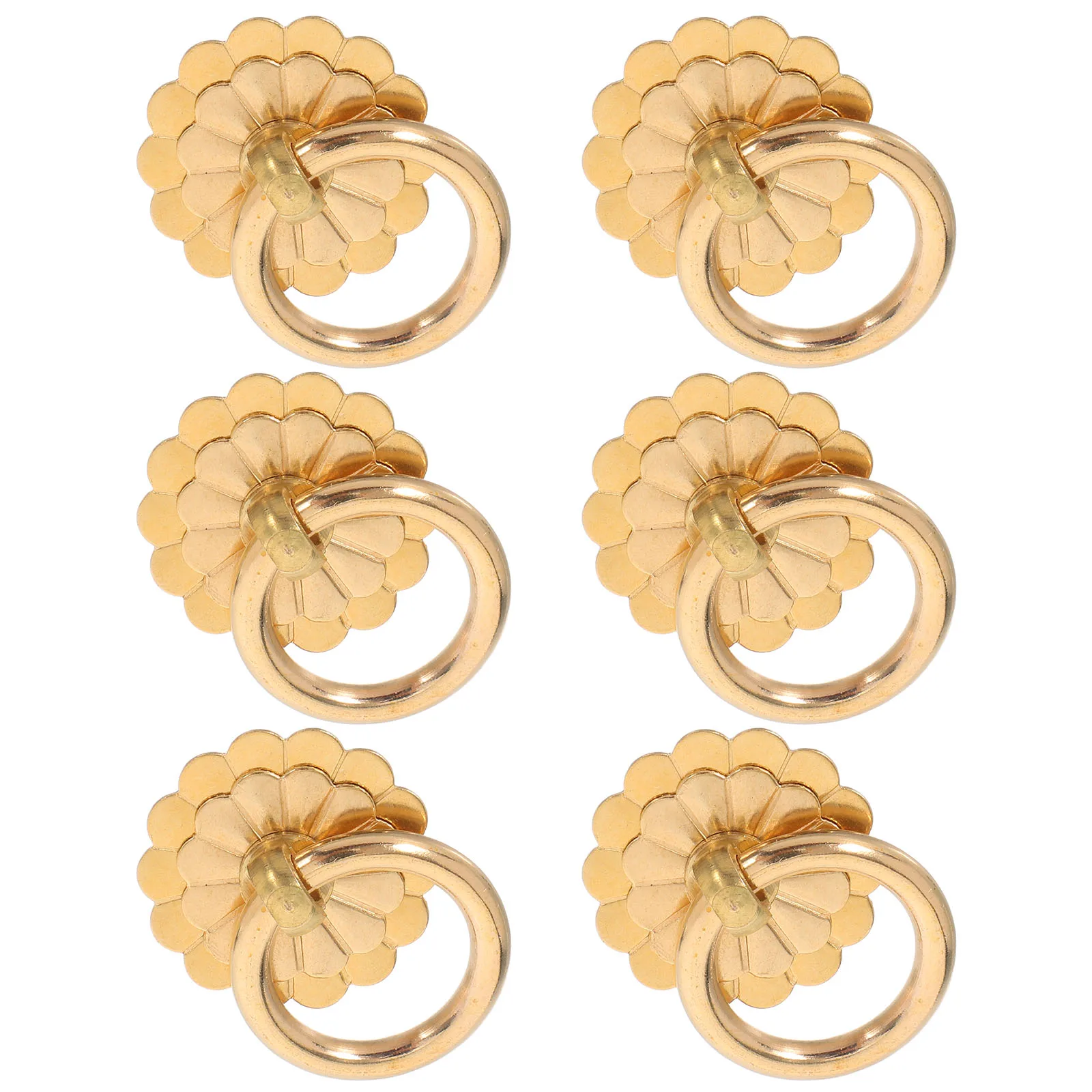 

6 Pcs Ring Brass Handle Home Decor Cupboard Dresser Pulls Round Drawer Knobs Handles Vintage