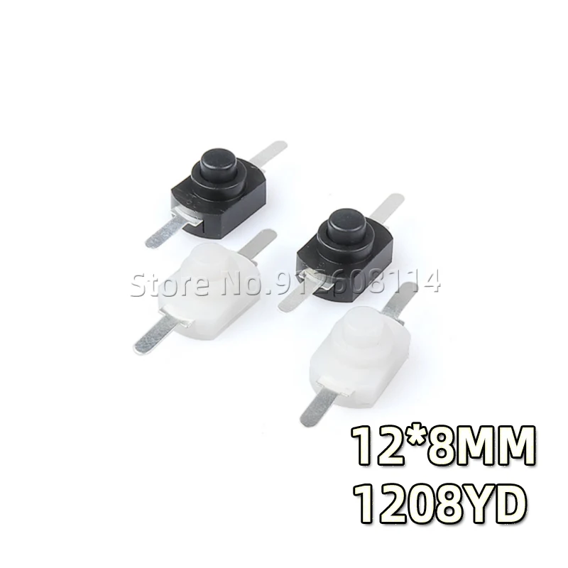 10PCS/Lot 12*8MM DC 30V 1A  On Off Mini Push Button Switch for Electric Torch 1208YD Self Locking