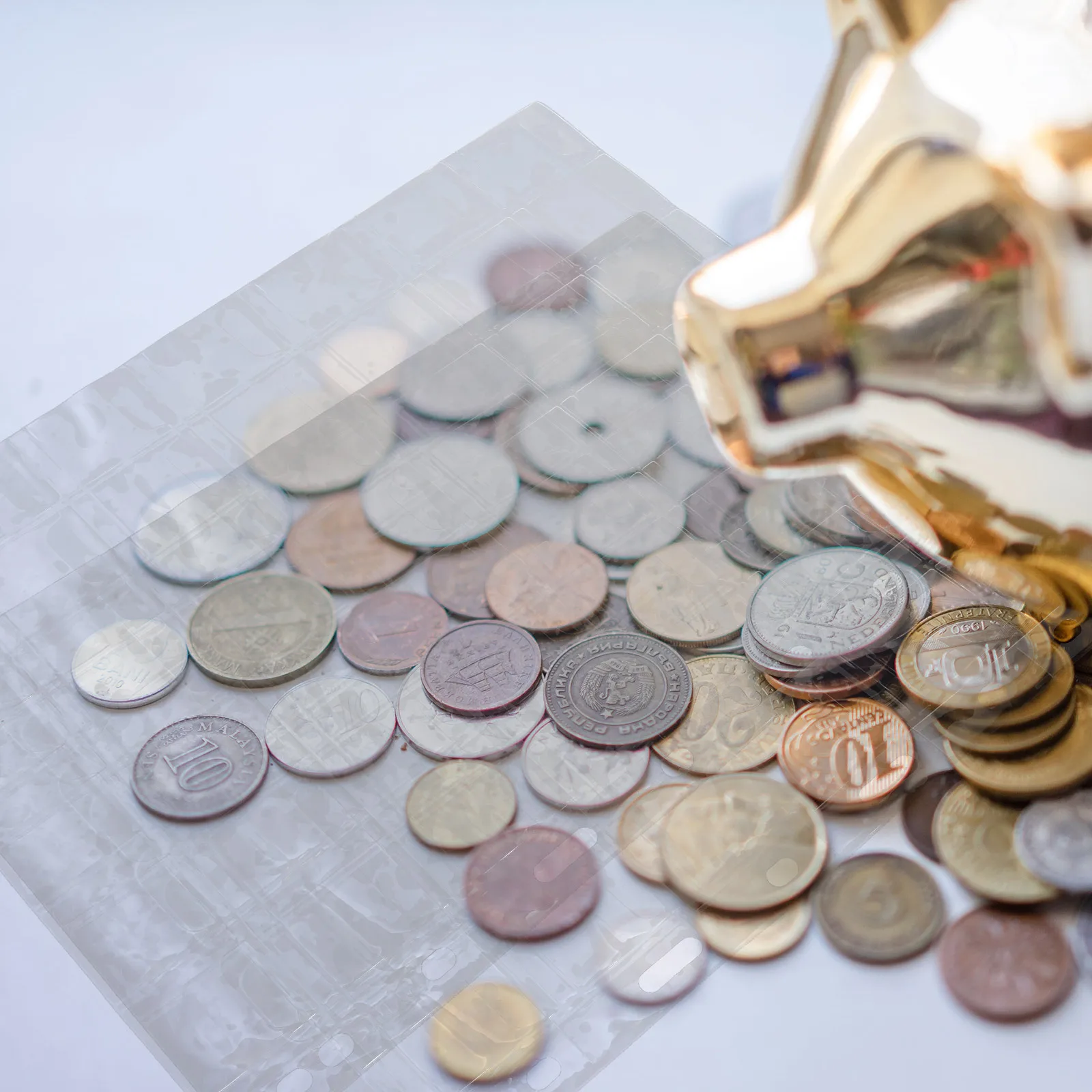 6 أوراق شفافة لعملات المعدنية، صفحات الألبوم، منظم تخزين الطوابع، مادة PVC، صناعة متقنة، آمنة ومنظمة