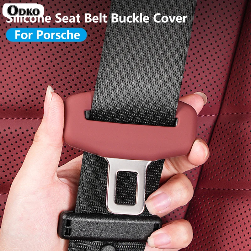 Silicone Car Seat Belt Buckle Clip Protector For Porsche Cayenne Macan Panamera 718 Car Front Rear Seat Belt Cover Accessories