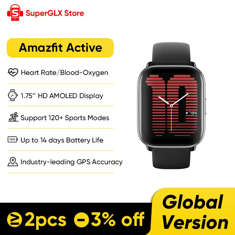 

100% Original Amazfit Active 42mm Smart Watch Ultra-long 14-day Battery Life 120+Sports Modes Smartwatch For Android IOS Phone