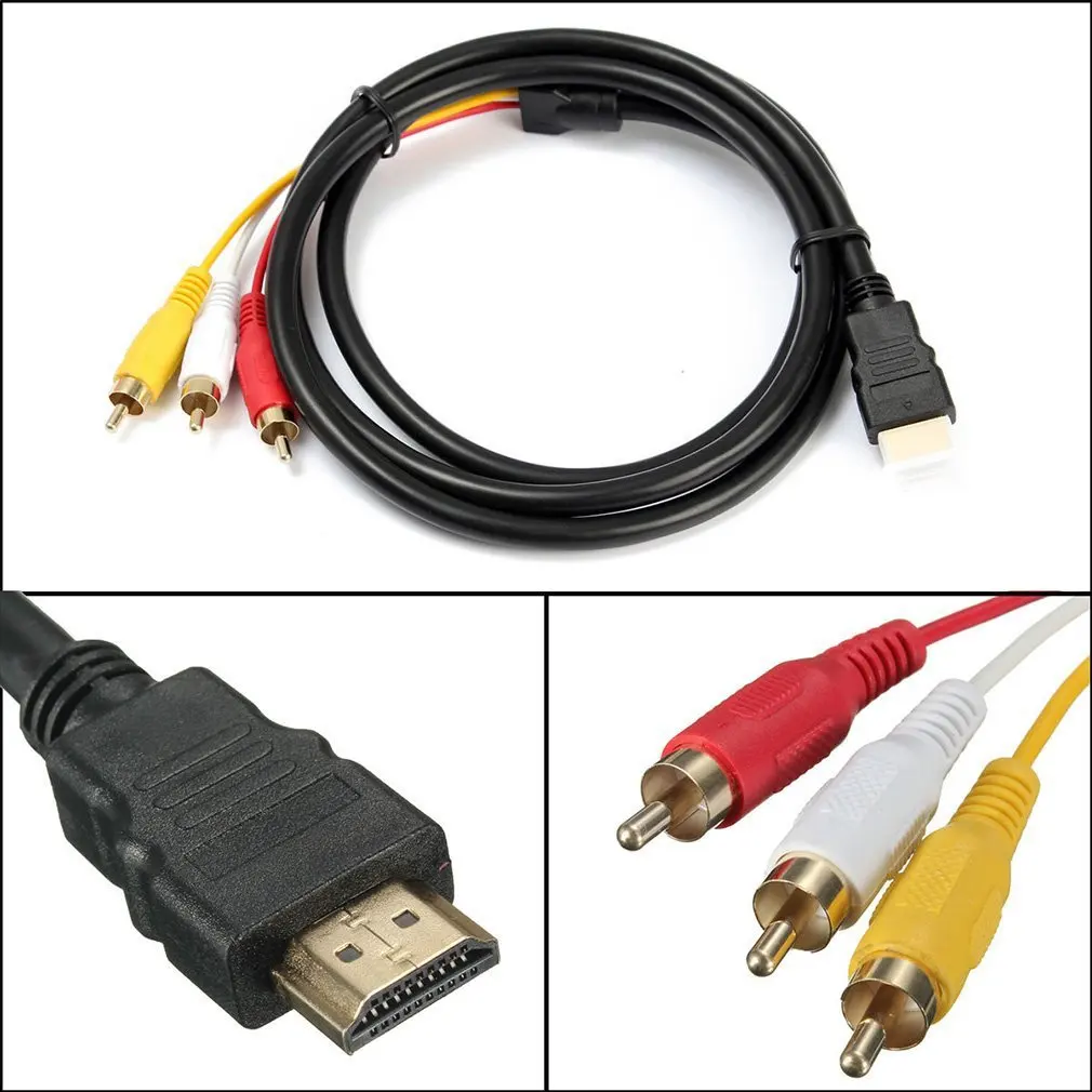 Black W/SCART to 3 RCA Phono Adapter 1080p HDTV S-video to 3 RCA AV Audio Cable for Projector/DVD/TV Audio Connector