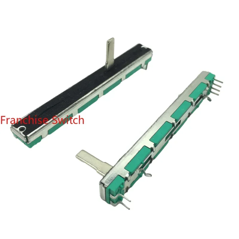 10PCS New Straight Sliding Potentiometer, Total Length: 75MM, Stroke: 60MM, B10K * 2, Duplex 6-pin Mixer Push