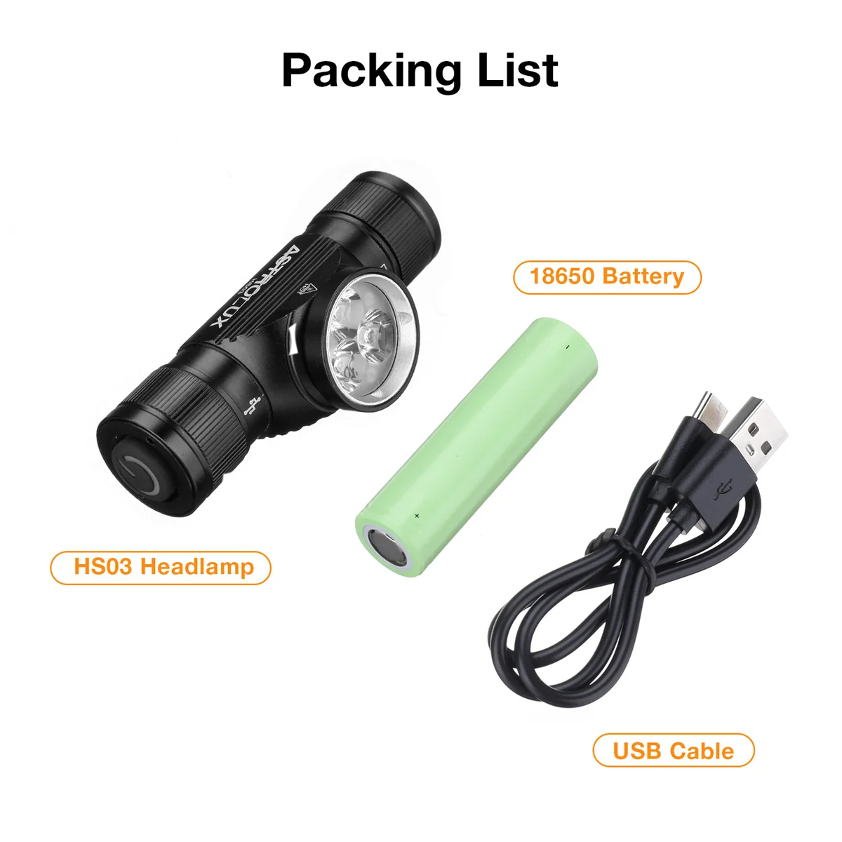 Astrolux HS03 3*LH351B LED 1080LM Headlamp USB-C Rechargesble 18650 Battery IP66 Waterproof 180° Rotation Headlight For Outdoor