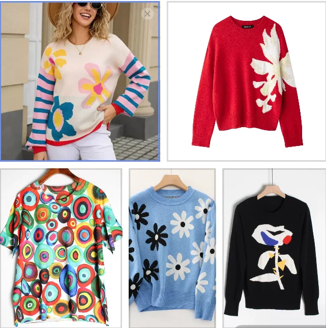 Original order for foreign trade: Spanish slim stretch printed round-neck long-sleeved T-shirt