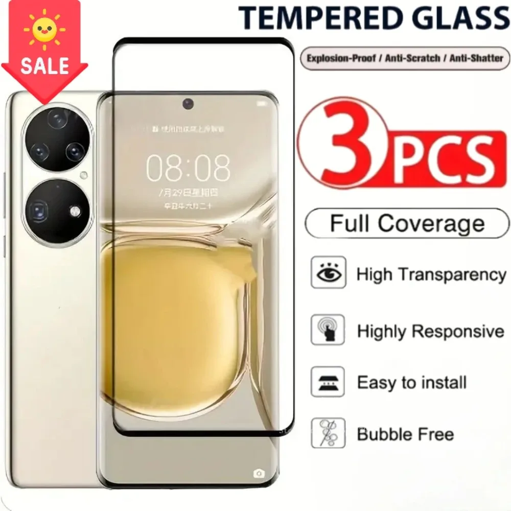 3PCS Volle Abdeckung Screen Protectors für Huawei P30 Lite 20 40 50 60 Pro HD Film für Huawei P60 50 40 30 20 Protectores De Pantalla