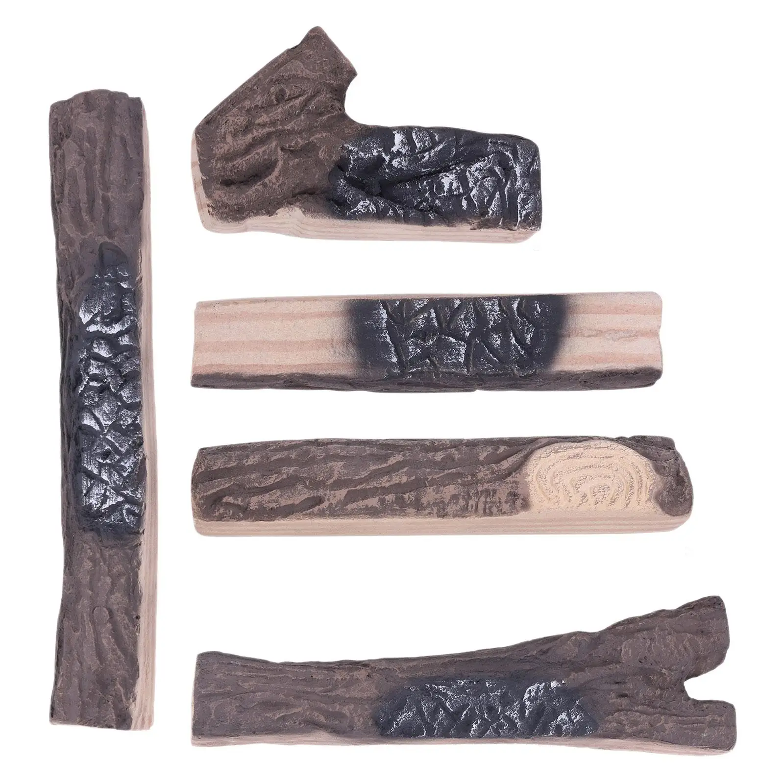 5x Simulation Charcoal Strip DIY Furnace Wood Logs Landscape Firewood Ornaments for Camping Cabin Outdoor Bedroom Decor