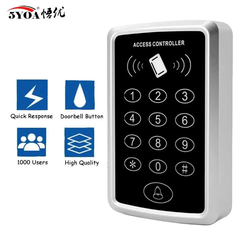 5YOA RFID التحكم في الوصول لوحة المفاتيح 125 كيلو هرتز EM قارئ بطاقات 1000 مستخدم نظام التحكم في الوصول إلى الباب قفل الباب فتاحة نظام لوحة المفاتيح