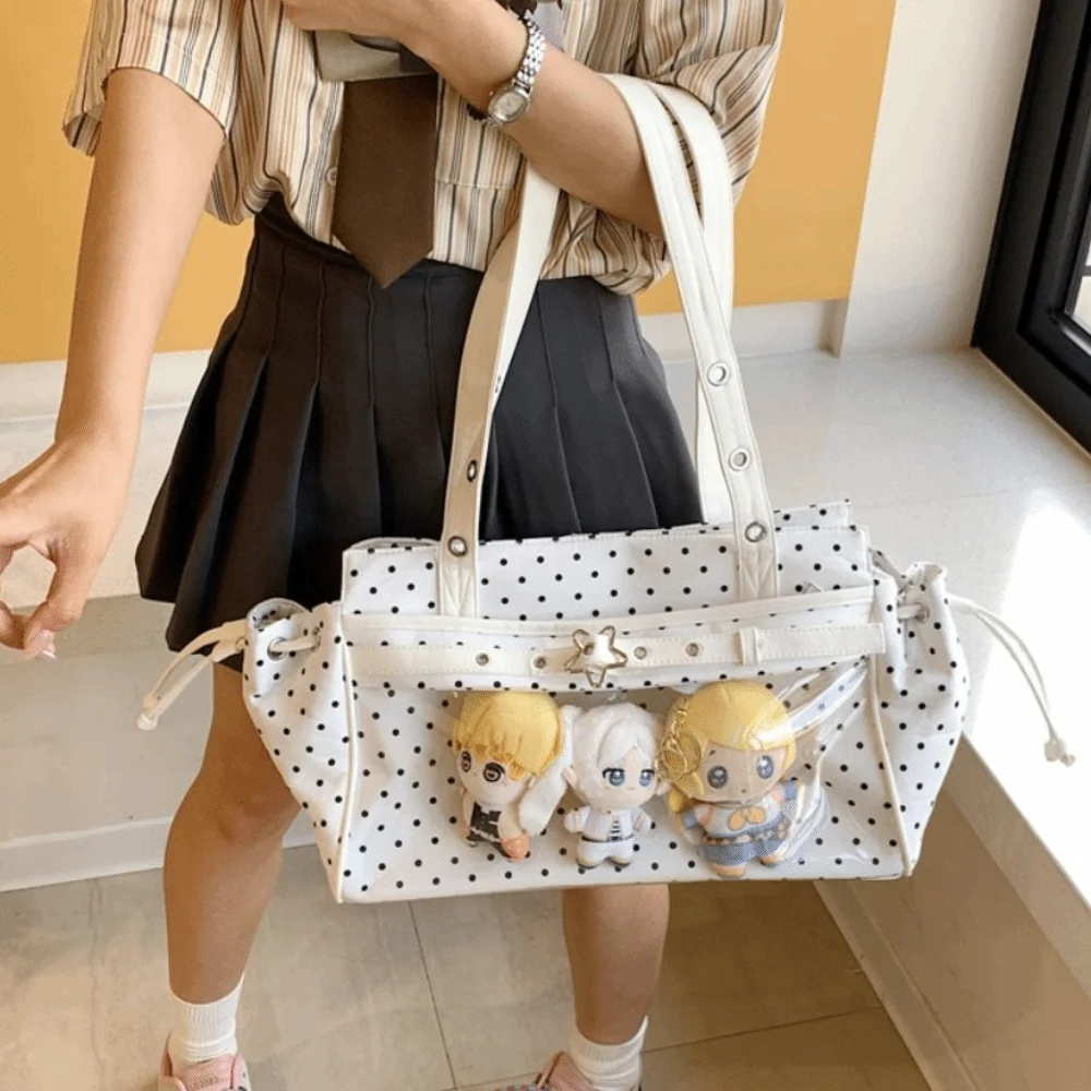 Portable Harajuku Polka Dot Itabag Star Y2K Ulzzang Ita Bag Badge Display Solid Color Anime Tote Bag Children