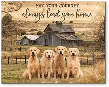 Golden Retriever May Your Journey Always Lead You Home Dog Funny Novelty Metal Sign Retro Wall Decor for Home Bars