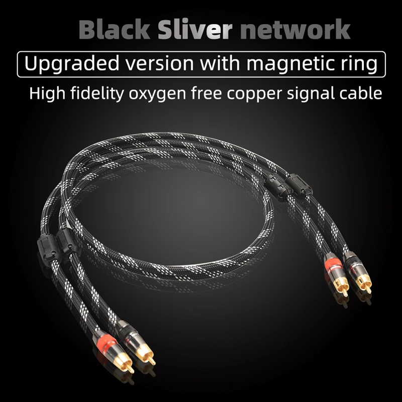 Hi-Fi  RCA High Quality 4N OFC HIFI 2RCA-2RCA  to Male Audio Cable Main Core Independent Shielding One Pair