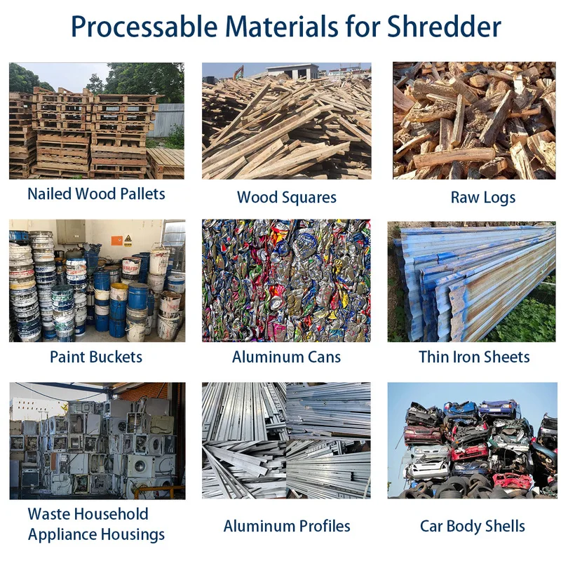 Model 800 Automatic Shredder Alloy Steel Blade 41Kw 380V For Wood Pallet Metal Plastic Bottle Recycling