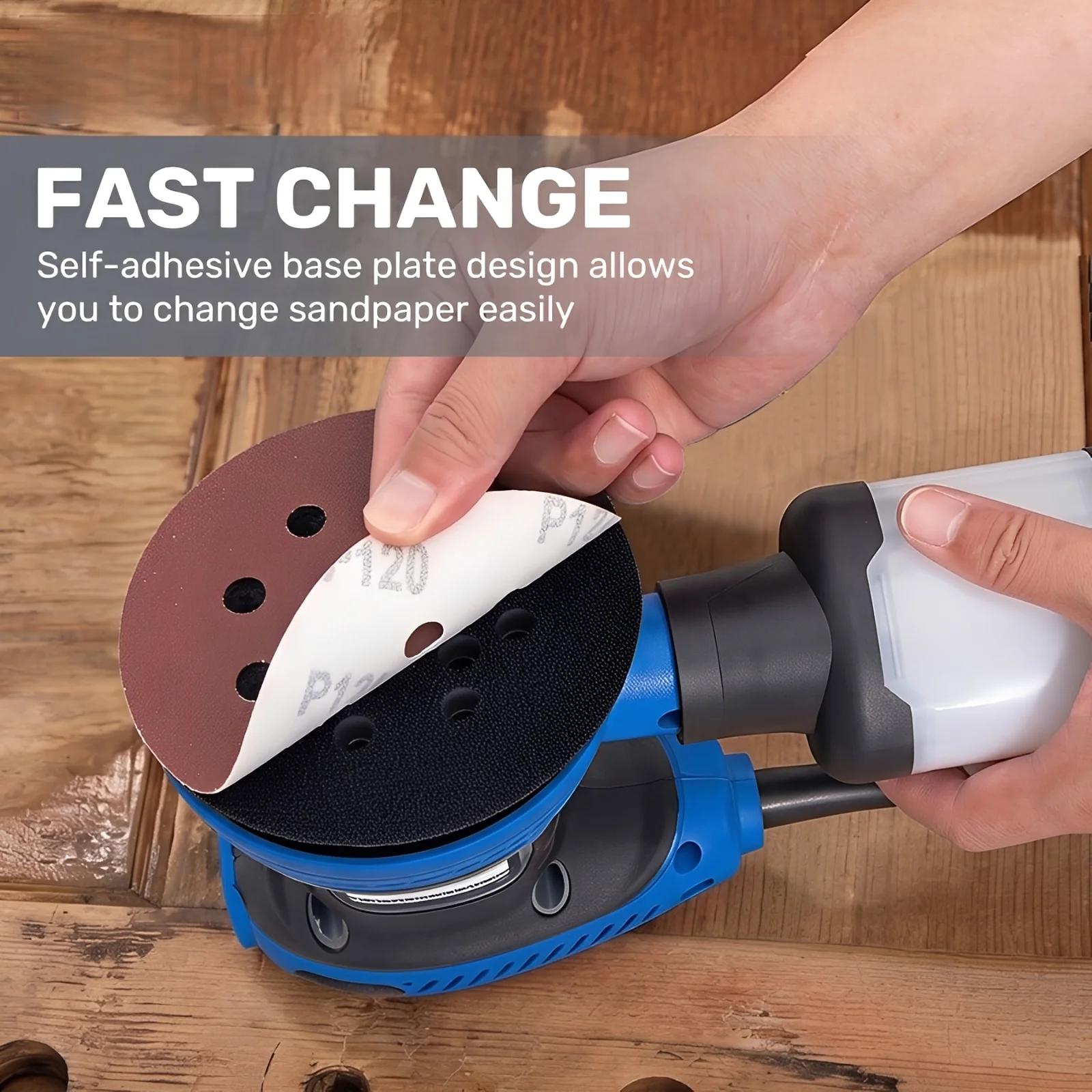 670W Variable Speed Random Orbital Sander 5 Inch 6 Speed 12000 RPM Electric Disc Sander Portable Car Polishing Machine