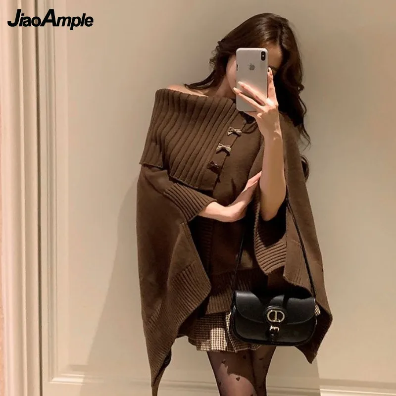 2024 Autumn/Winter New Korean Elegant Knit Sweater+Bottom Shirt+Strap Skirt 3-Piece Suit Women Vintage Shawl Dress Matching Set