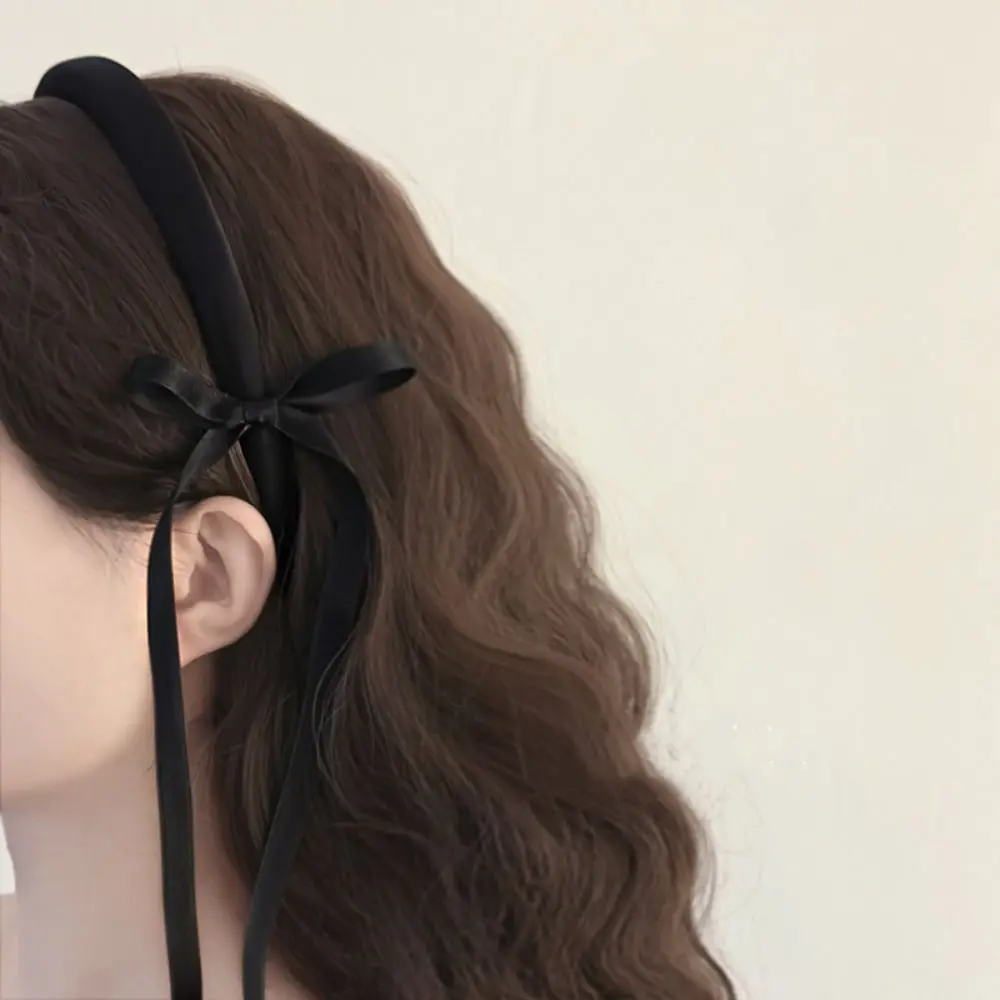 

Long Tassel Balletcore Bow Headband Sweet Black Cloth Bowknot Ribbon Hair Band Hairband Y2k Girl