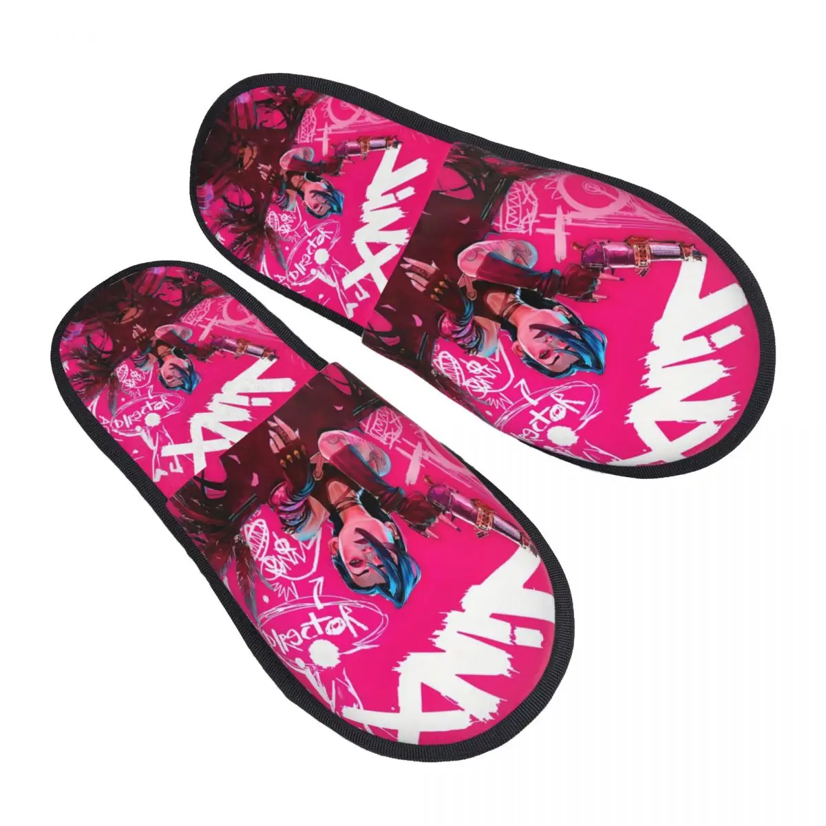 Benutzerdefinierte Videospiel League Of Legends Cartoon weiche Memory Foam Hausschuhe Frauen LoL Ht Arcane bequeme warme Anti-Rutsch-Slipper