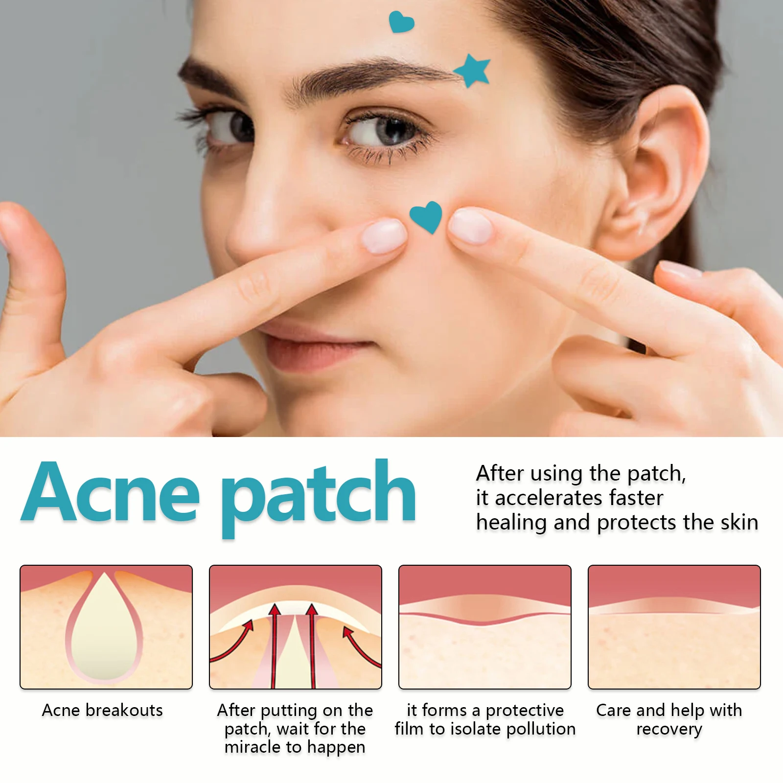 Patch idrocolloidali per l'acne Ripara i brufoli Punti neri Invisibile Traspirante Impermeabile Detergente per l'acne Correttore Dissolvenza Copertura delle imperfezioni