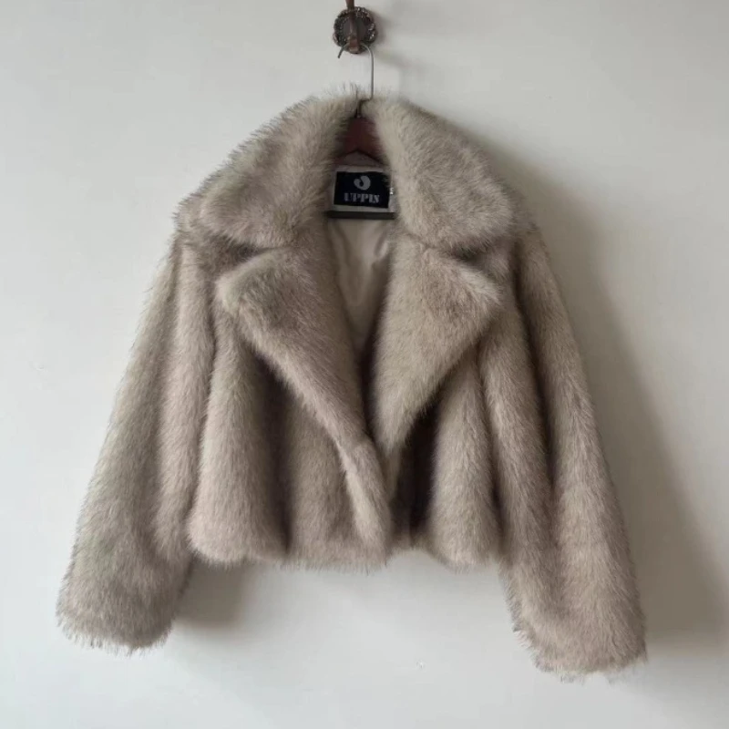 

Autumn Winter Fur Coat Women Short Coat Lazy Wind Fox Fur Jacket Cropped Fluffy Warm Outerwear Fashion Streetwear