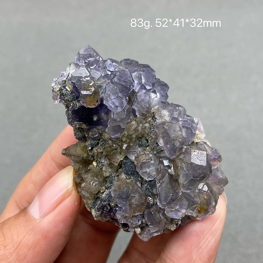 100% natural Chinese Fujian blue fluorite and calcite (fluorescent effect) symbiotic rough crystal quartz healing specimen