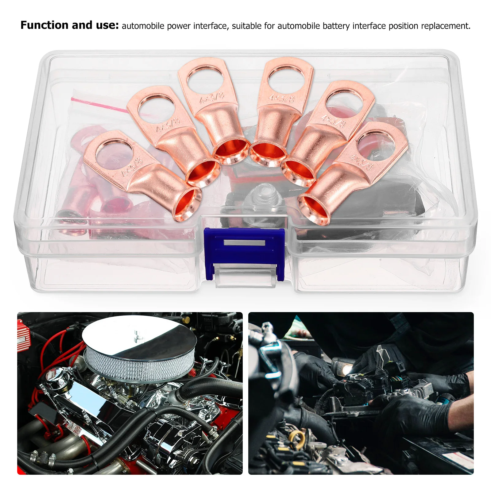 

1Set Car Terminal Brass Connector Durable Red Black Cover Easy Identify Positive Negative Pole Clamp Cable Ends