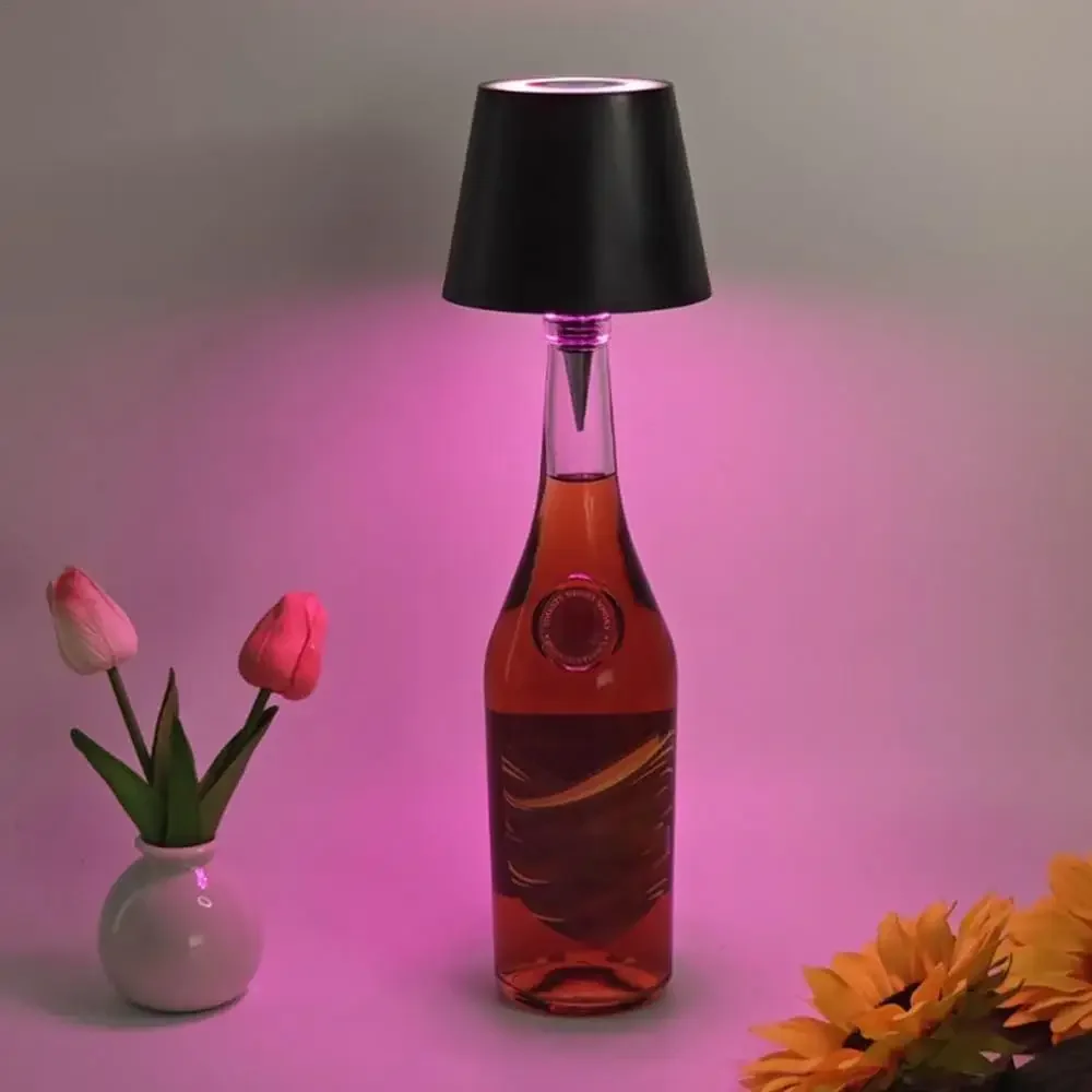 

Wireless Bottle Lamp LED Wine Bottle Base Rechargeable Vases Led Light Battery Operated Bar Dining Mushroom Lamp Holder Decor