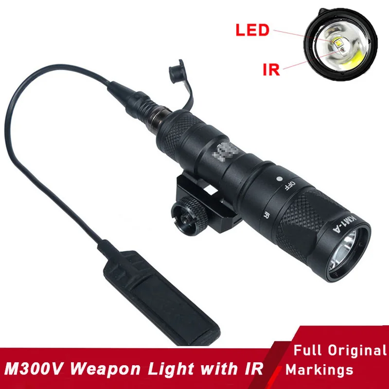 

Tactical M300V Scout Light IR Infrared Output LED Weapon Light with Remote Pressure Switch Hunting Flashlight Picatinny Rail