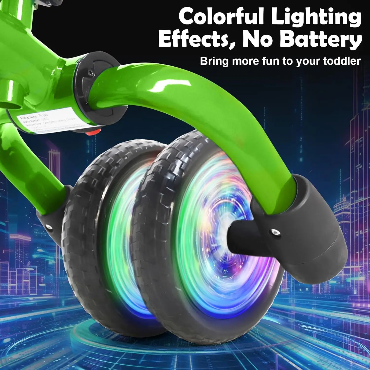 3 in 1 Lighting Tricycle for Toddlers Age 2-5 Years Old, Folding Kids Balance Bike with Adjustable Seat and Removable Pedal, Tod