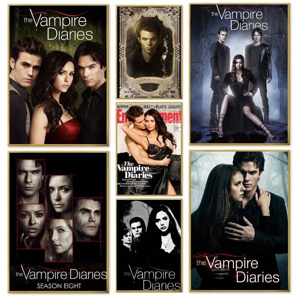 The V-Vampire Diaries Classic Movie Poster Art Sticky Wall Waterproof Home Living Room Bedroom Bar Aesthetic Decoration