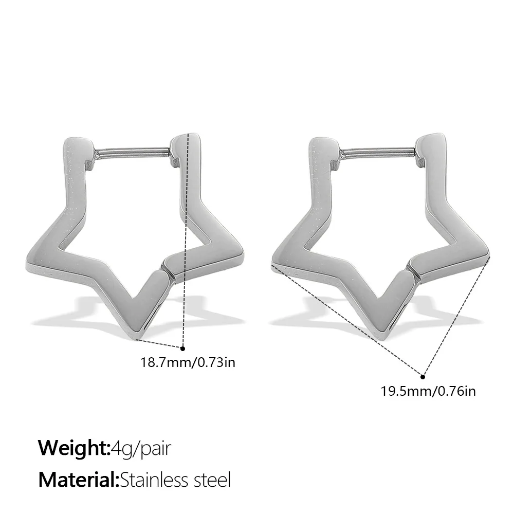 1 Paar geometrische Sterne-Ohrringe für Frauen, Edelstahl, Stern-Creolen, Mädchen-Schmuck, Geschenk, Charme, hypoallergenes Zubehör