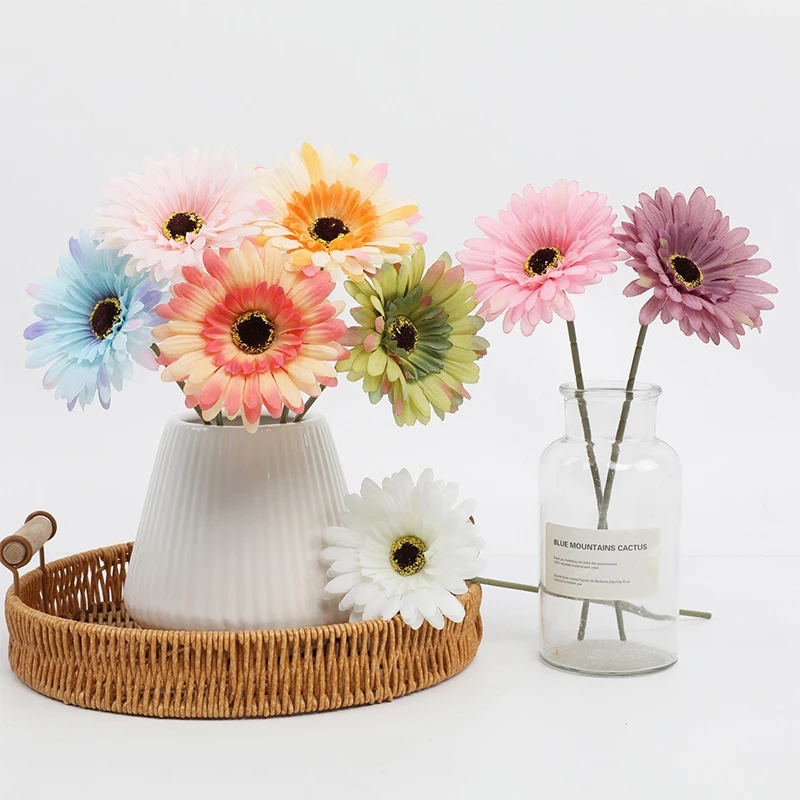 5/10 Stück 26cm Künstliche Seiden-Gerbera-Blumensträuße für Hochzeit, Heim- und Tischdekoration, Künstliche Gänseblümchen für DIY-Blumenarrangements – Detail 3