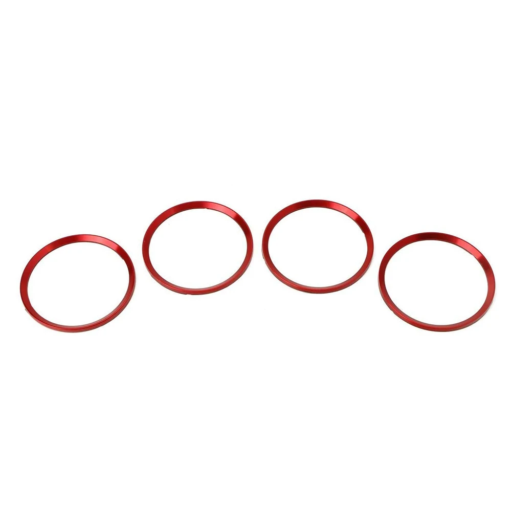 Wheel Hub Logo Ring Cover Trim for Jetta Golf Passat (Red) -4Pcs Aluminum Wheel Center Cap Surrounding Ring