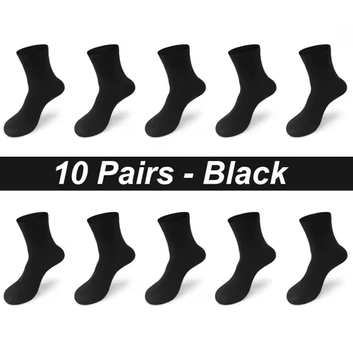 10Pairs/Lot Men's Bamboo Fiber Socks Long Black Business Soft Breathable New High Quality  Autumn for Male Socks Plus Size 39-48 - Image 7