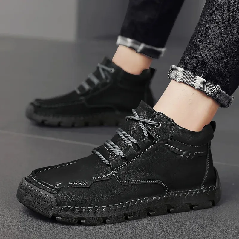 Botas de neve ocidentais respiráveis leves masculinas, tênis masculinos macios de design ao ar livre, manter aquecido, inverno