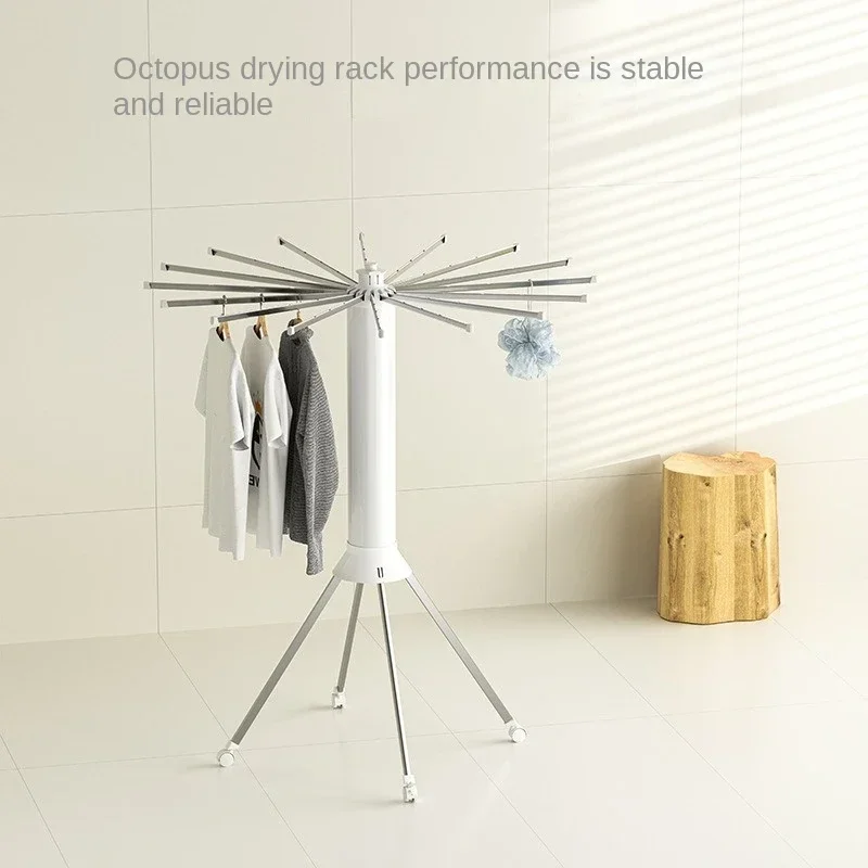 Foldable Floor Octopus Drying Rack, Home Invisible Drying Dagger, 16 Pole Multi Head