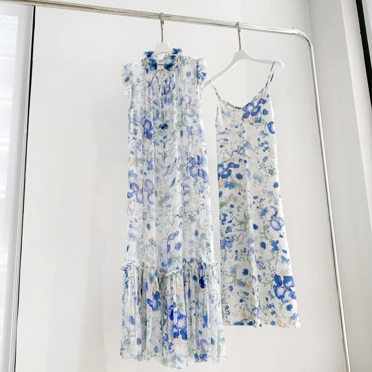 

Highest Quality Version Elegant Summer Long Dress Australia Luxury Design Floral Print Flying Sleeve Midi Dresses Beach Party