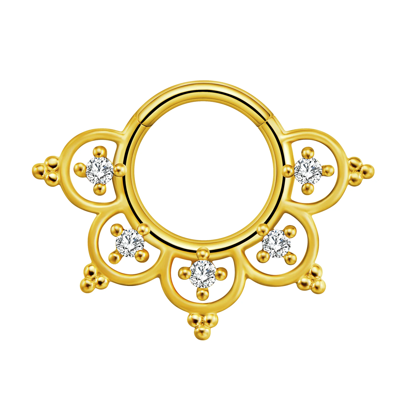 Stainless Steel Hinged Hoop Nose Rings with Butterfly Pattern