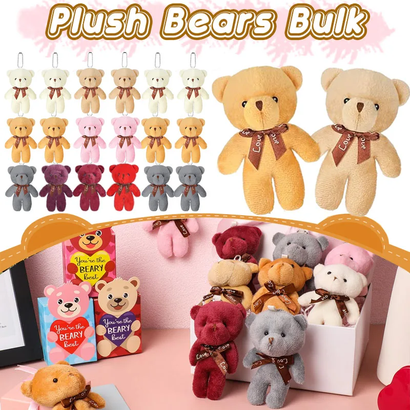 

20-100 шт., мягкий брелок с медведем на День святого Валентина, мягкий брелок с медведем для детского душа, подвесные украшения для свадьбы, рождественские подарки